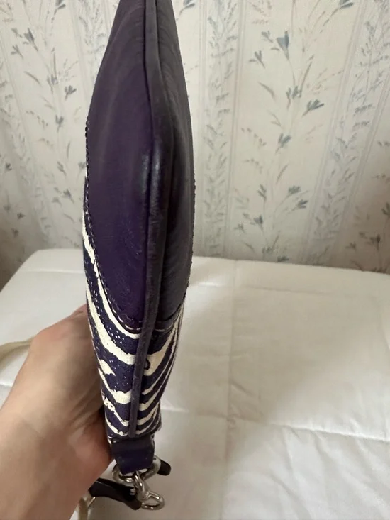 Coach Purple and Cream Zebra-Print Crossbody - Picture 11 of 12